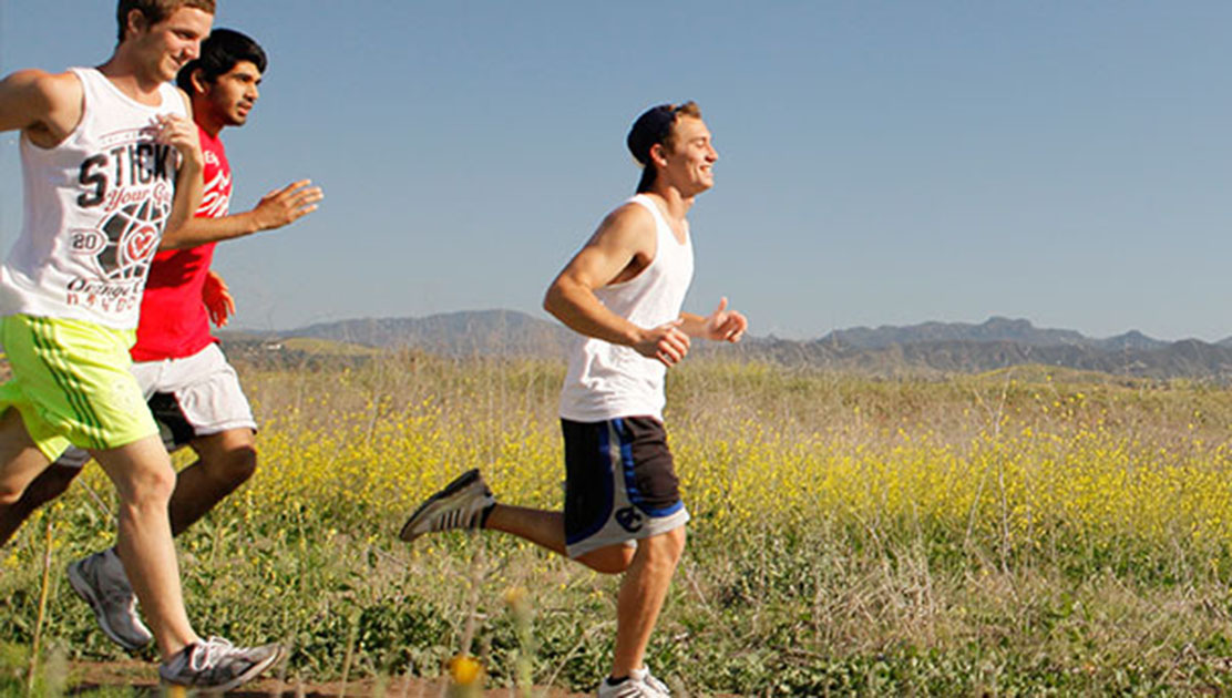 Students running on North Campus