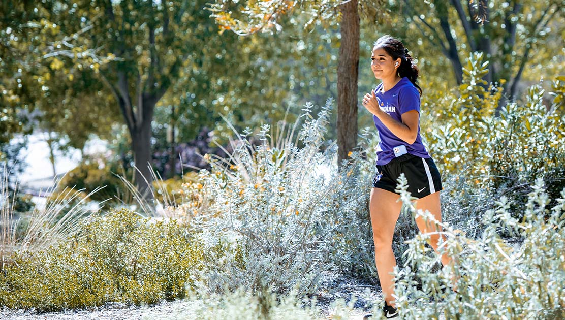 Student going on a jog