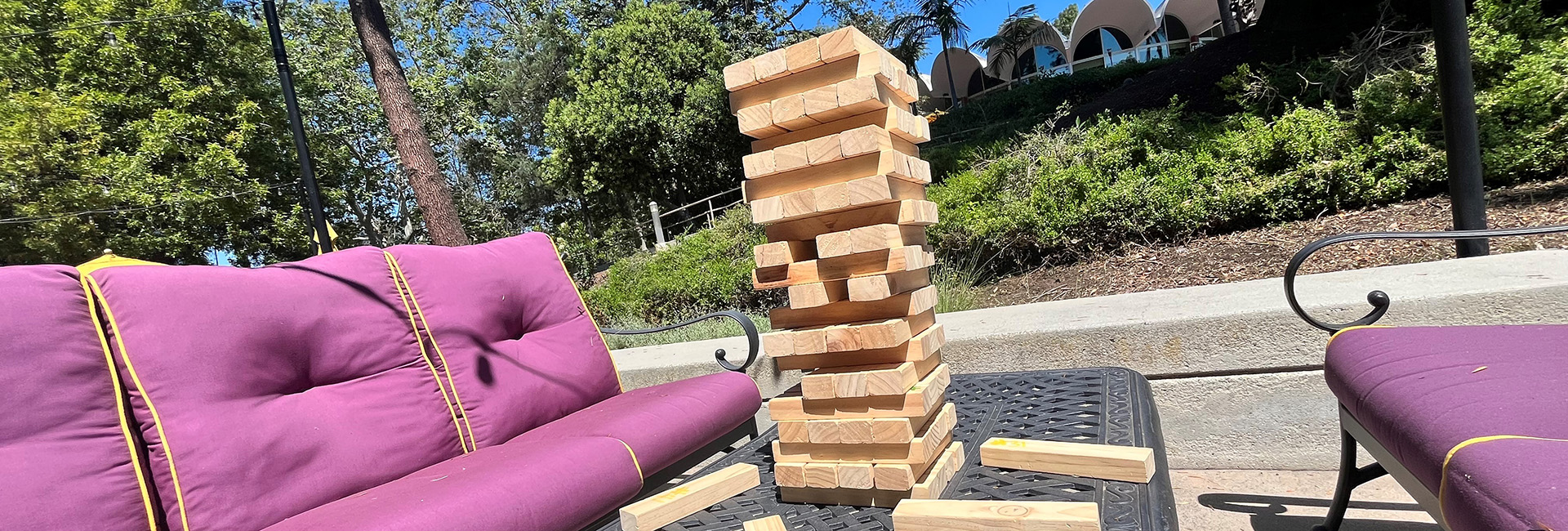 Giant jenga outside of the Student Union